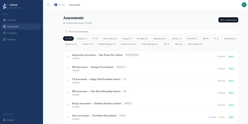 Assessment management interface
